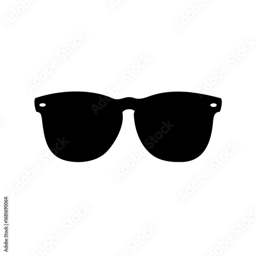 Stylish and classic black sunglasses with a modern shape on white background