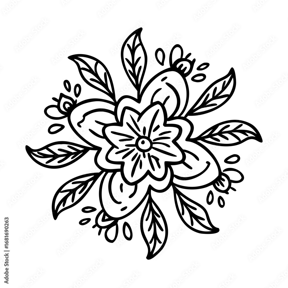 Fototapeta premium Vector art of floral vector illustration featuring a beautiful flower design with intricate details and elegant botanical elements