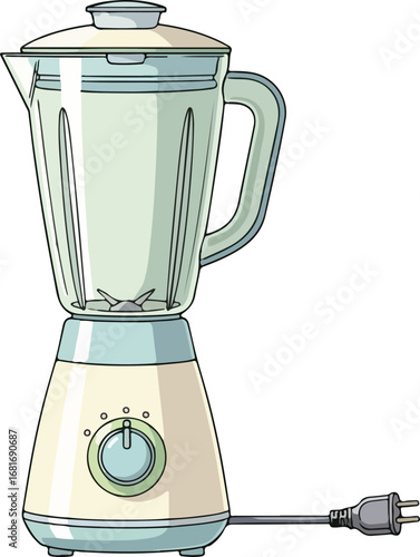 Vintage-Style Blender Illustration with Pastel Colors.