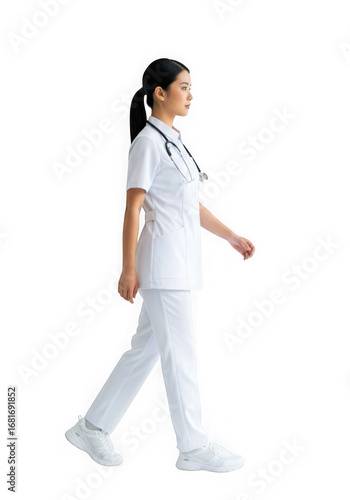 Nurse walking isolated on transparent background