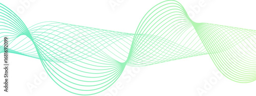 Abstract modern background with flowing wave lines in gradient shades of green and aqua. smooth, curved, overlapping lines & sense of motion and fluidity. Freshness and energy creative design