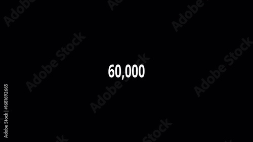 Number Counter Animation from 0 to 60,000 with Transparent Background
