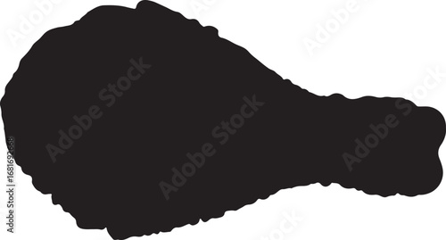 Fried chicken leg silhouette against a white background for use in menus and food related designs and food marketing illustrations for restaurants