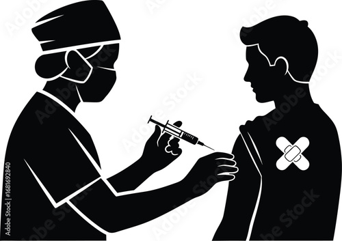 A doctor is giving a patient a vaccination injection for health and immunity