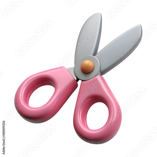 3D style Pink handled scissors with silver blades