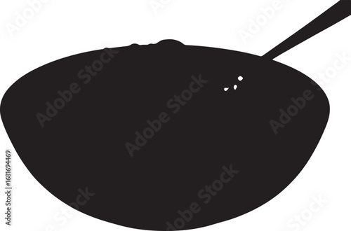 Silhouette of a Wok Pan with Cooking Utensil Representing Asian Cuisine and Culinary Arts Expertise Preparation for Delicious Meals and Stir Fry Recipes