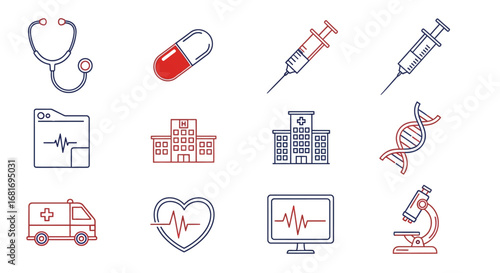 Healthcare and Medical Icon Set for Diverse Medical and Healthcare Applications