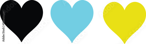 Minimal Colorful Heart Icons Black Blue Yellow Vector Design

