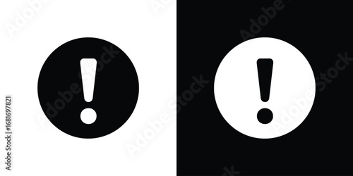Exclamation button icons, simple illustration graphic doodle black design