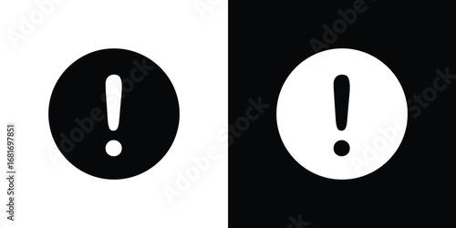 Exclamation icons, simple illustration graphic doodle black design