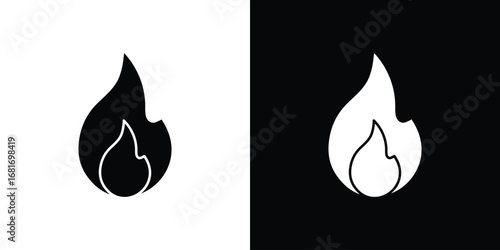 Flame icons, simple illustration graphic doodle black design