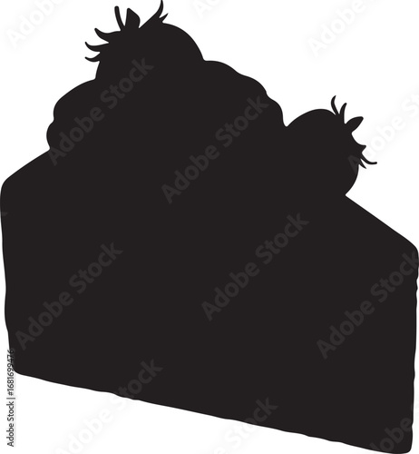 Delicious Slice of Cake Silhouette with Berries Perfect for Food Blog or Dessert Menu Illustration and Design Projects for Bakeries