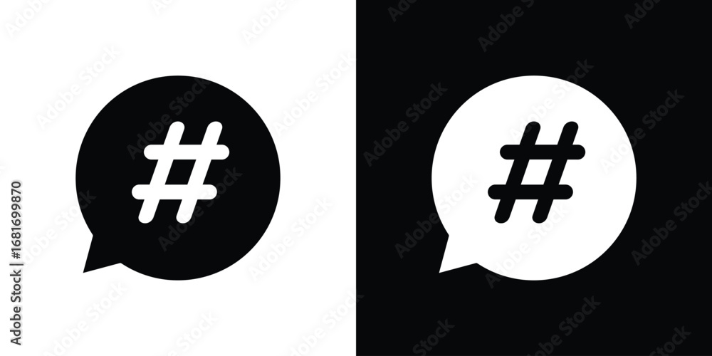 Obraz premium Hashtag icons, simple illustration graphic doodle black design
