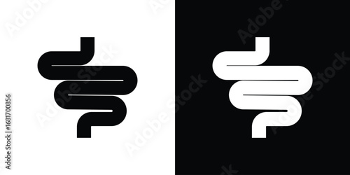 Intestine icons, simple illustration graphic doodle black design