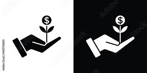 Investment icons, simple illustration graphic doodle black design