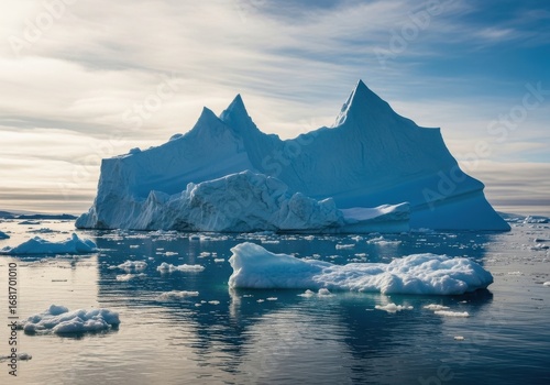 Wallpaper Mural Majestic iceberg peaks reflecting in calm arctic waters under a cloudy sky Torontodigital.ca