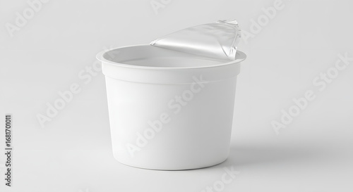 Cottage cheese container mockup, blank, on white