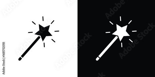 Magic wand icons, simple illustration graphic doodle black design