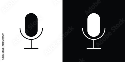 Microphone icons, simple illustration graphic doodle black design