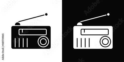 Radio icons, simple illustration graphic doodle black design