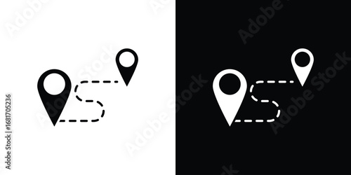 Route icons, simple illustration graphic doodle black design