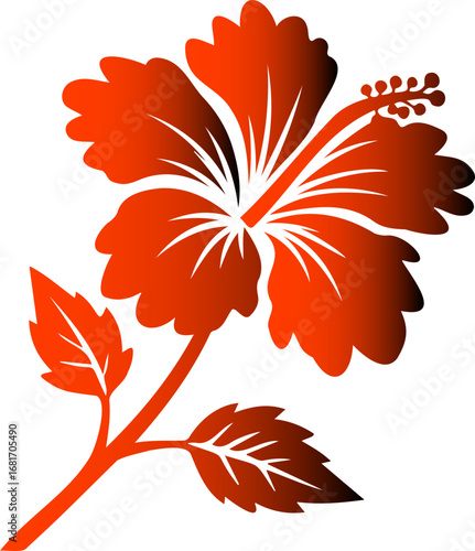 Hibiscus Blossom Silhouette: A vibrant hibiscus blossom silhouette, with petals delicately rendered in gradients of warm colors, showcases the delicate beauty of nature's art.