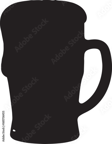 Dark beer mug silhouette against a plain background creating a stark contrast image for drink related designs and vector art elements for various applications and digital creative projects