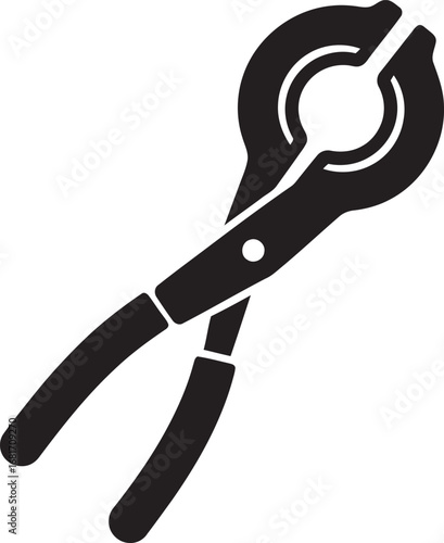 Monochrome black silhouette of a hemostat artery clamp vector icon