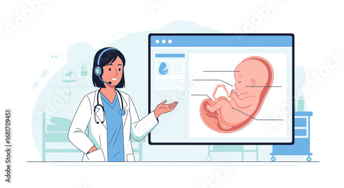 Obstetrics and Gynecology Specialist Explaining Fetal Development Online