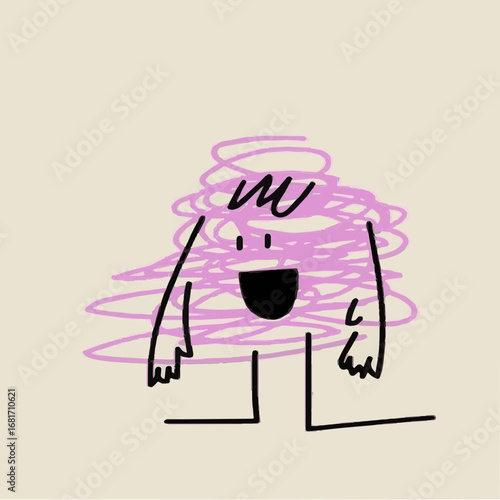 cartoon illustration of a man listening to music
