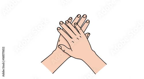 Global Handwashing Day asset: Illustration of hands rubbing backs of fingers for hygiene, sanitation, and disease prevention.