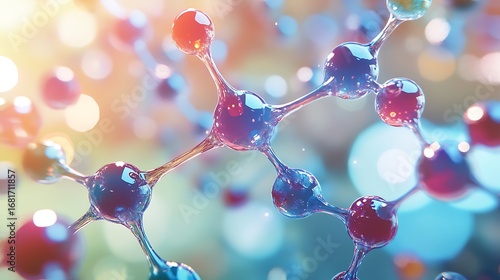 Abstract molecular structure with glowing spheres and connections science chemistry photo