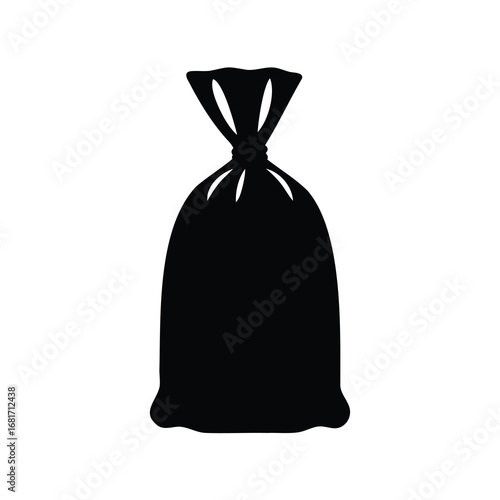 Silhouette of a tied bag, a simple graphic icon representation