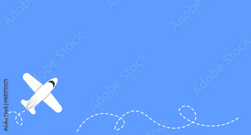 Airplane with Dotted Line Path Vector Illustration