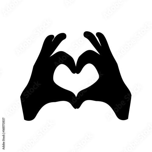 Silhouette of hands forming a heart, symbol of love and affection
