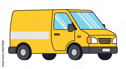 Yellow cargo van for transport and delivery