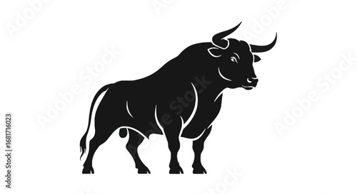 Powerful black bull silhouette, a strong symbol of Spanish culture, tradition, and strength. Ideal graphic asset for festivals and national celebrations.