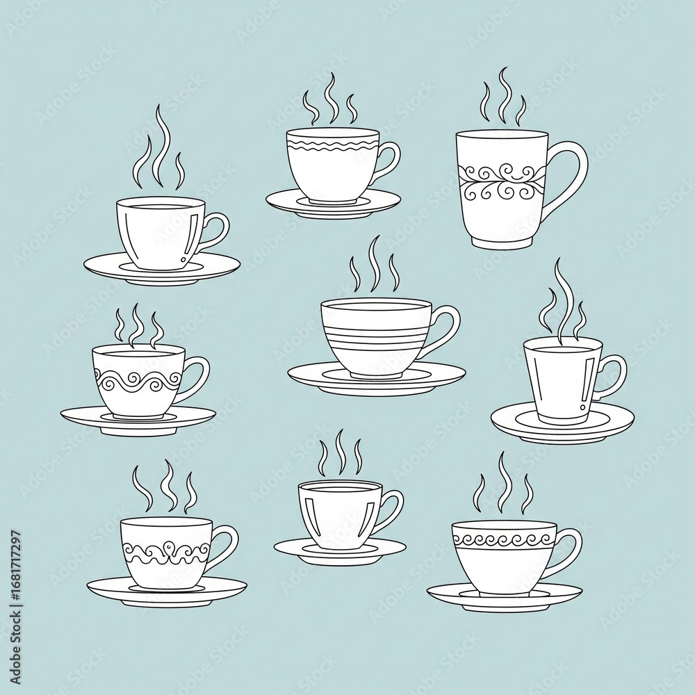 Fototapeta premium set of tea cups