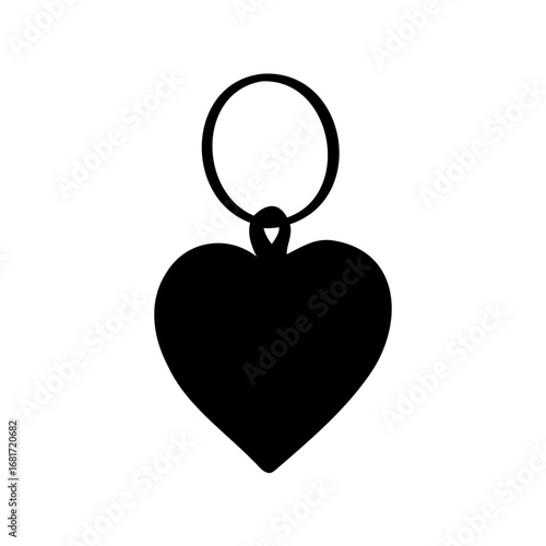 Simple black heart shaped pendant or charm with ring attachment