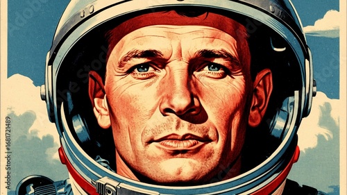 cosmonaut, helmet, cosmonaut wearing a helmet, close-up of an astronaut, face, men