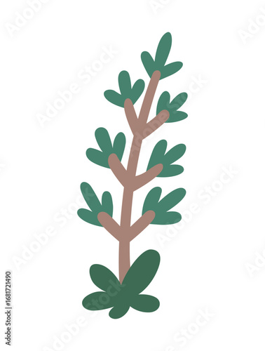 Childrens cartoon horsetail. Tropical exotic tree. Prehistoric plant. Vector illustration.