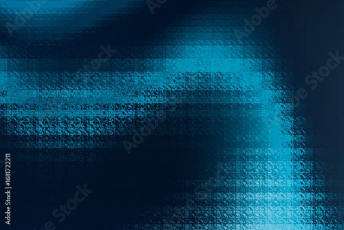 Abstract blue digital noise and glitch effect on a dark background