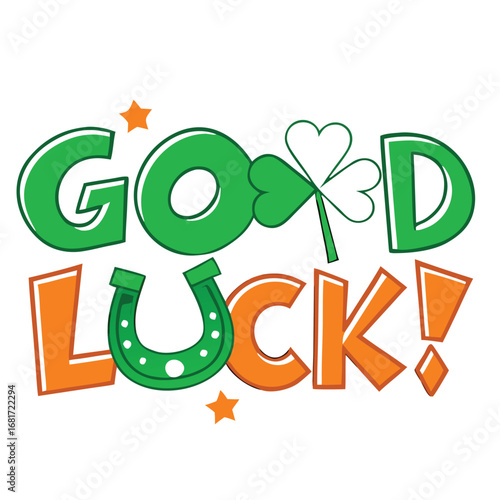 Good luck horseshoe shamrock stars vector