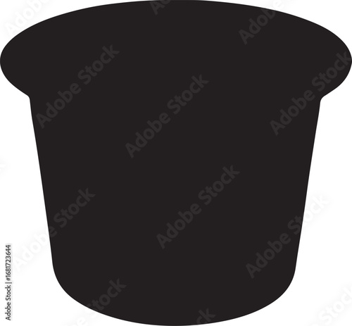 Minimalist black coffee pod silhouette for single serve coffee machine branding and design projects showcasing convenience and quick beverage preparation