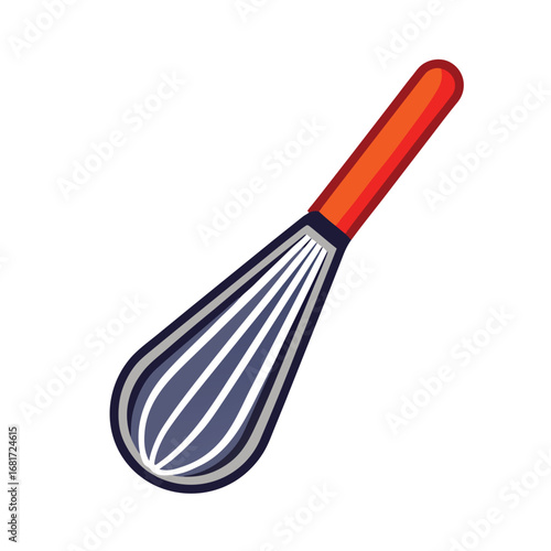 Orange and blue whisk with white background kitchen utensil