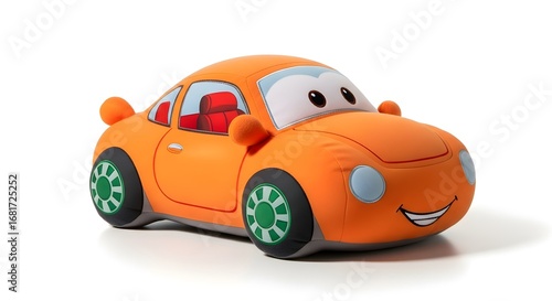 Wallpaper Mural Adorable Orange Plush Car Toy for Kids Cartoon Character Design Torontodigital.ca