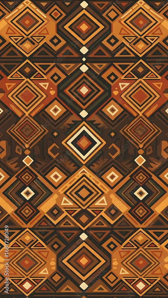 Authentic Geometric Aztec Indigenous Tribal Textile Pattern