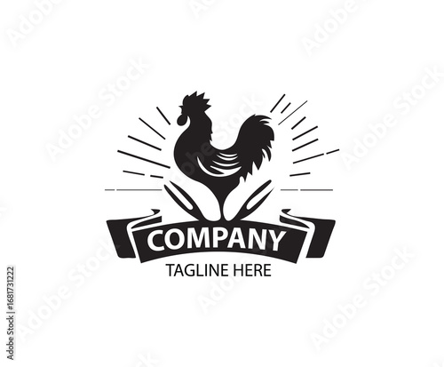 Vintage Rooster Farm Logo Design Template for Business Branding