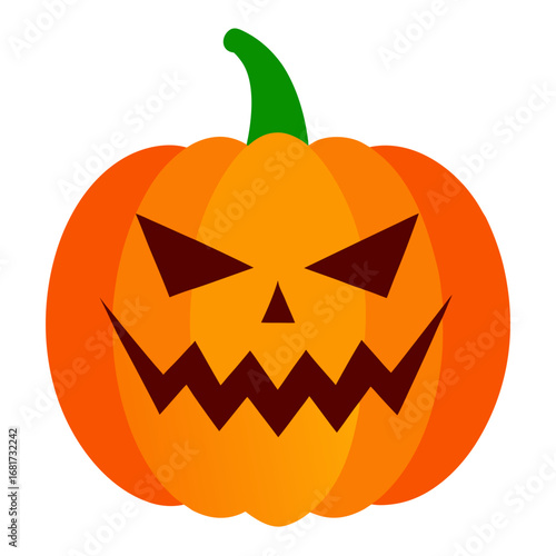 Spooky jack o lantern halloween pumpkin with a mean face