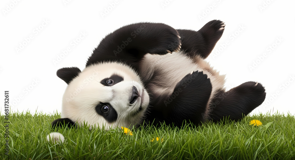 Obraz premium panda eating bamboo